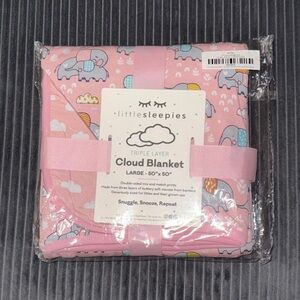 Little Sleepies PINK ELEPHANT SNUGGLES Bamboo Cloud Blanket